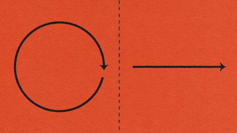 A diagram of a circle and a linear arrow.
