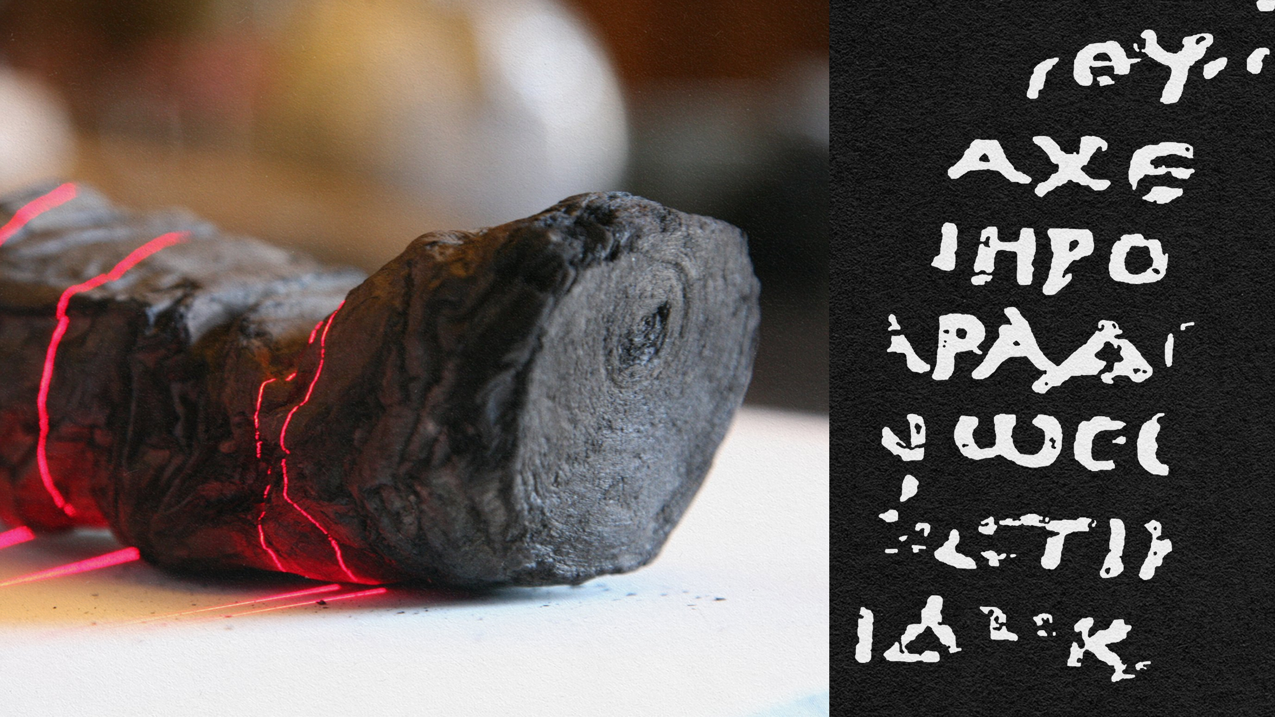 A piece of wood with words written on it, discovered near Vesuvius.