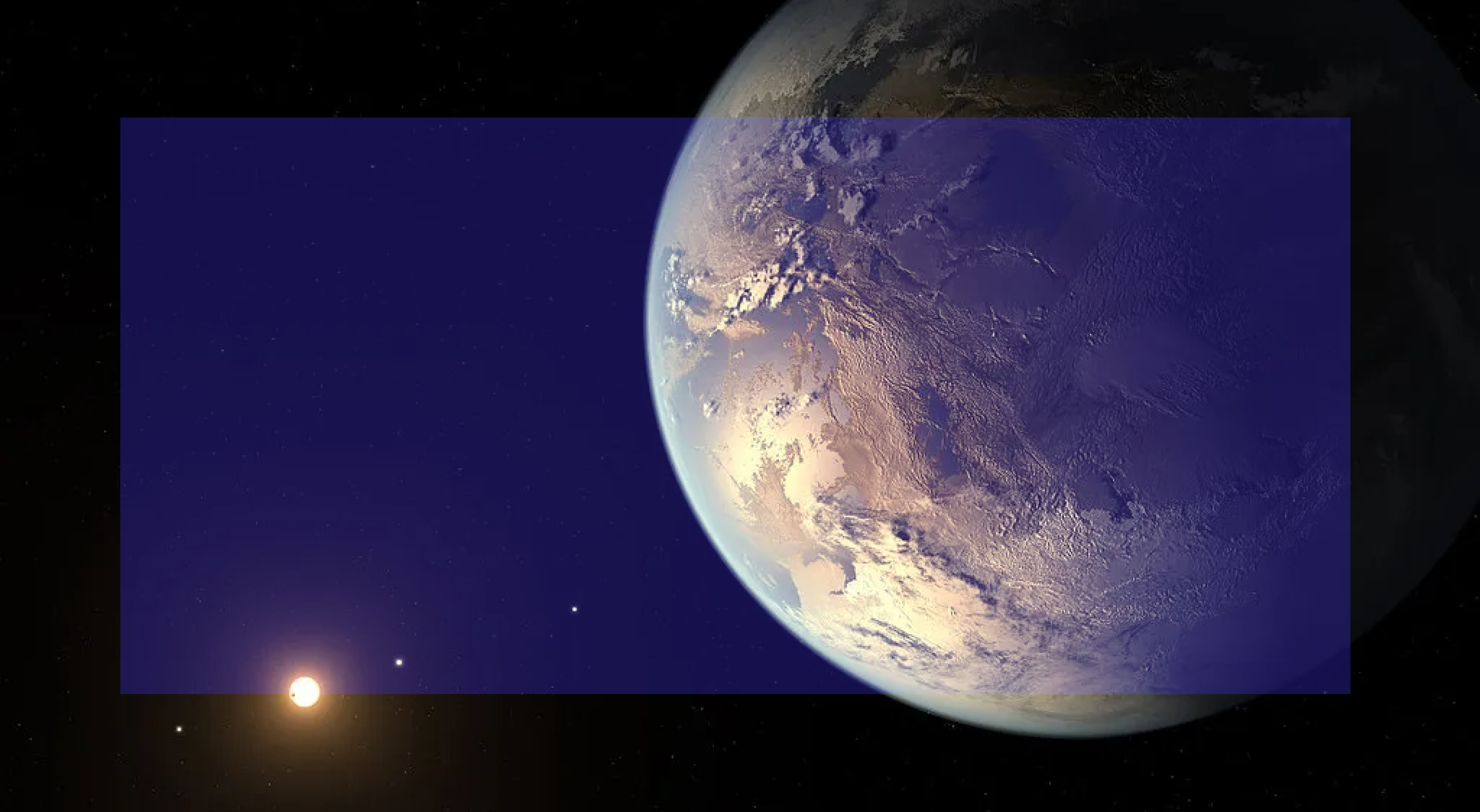 An image of a planet with a moon, highlighting one of the first living worlds discovered.