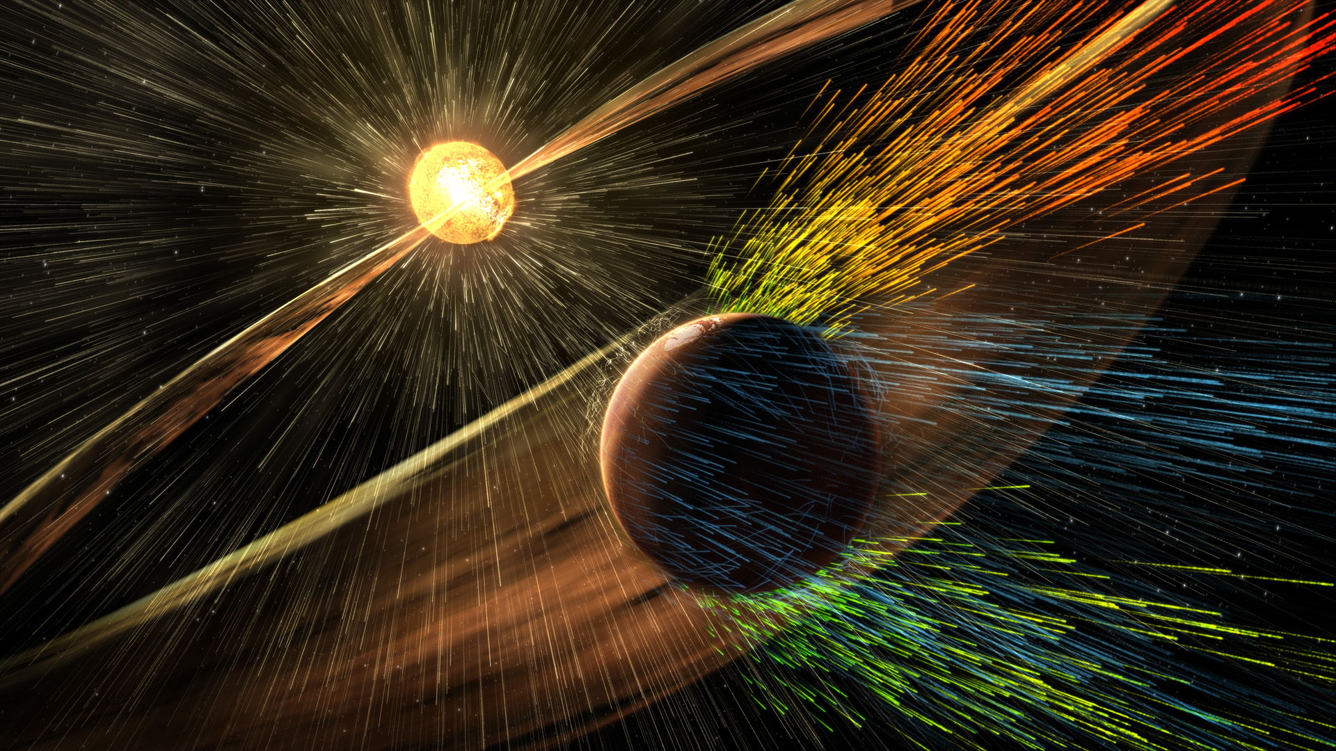 An artist's rendering of a planetary collision where Earth changed dramatically.