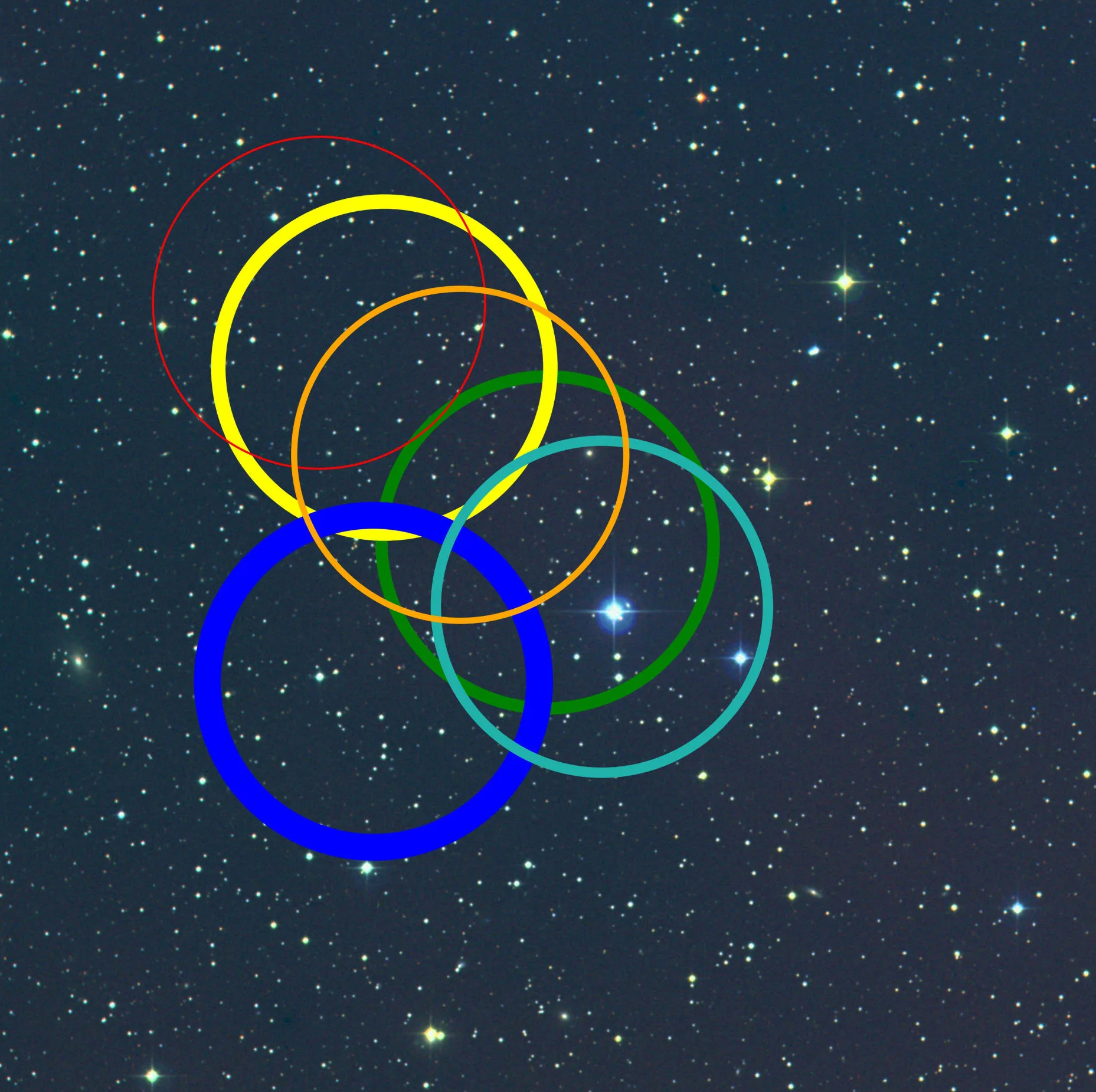 Olympic rings within a dark Galaxy.