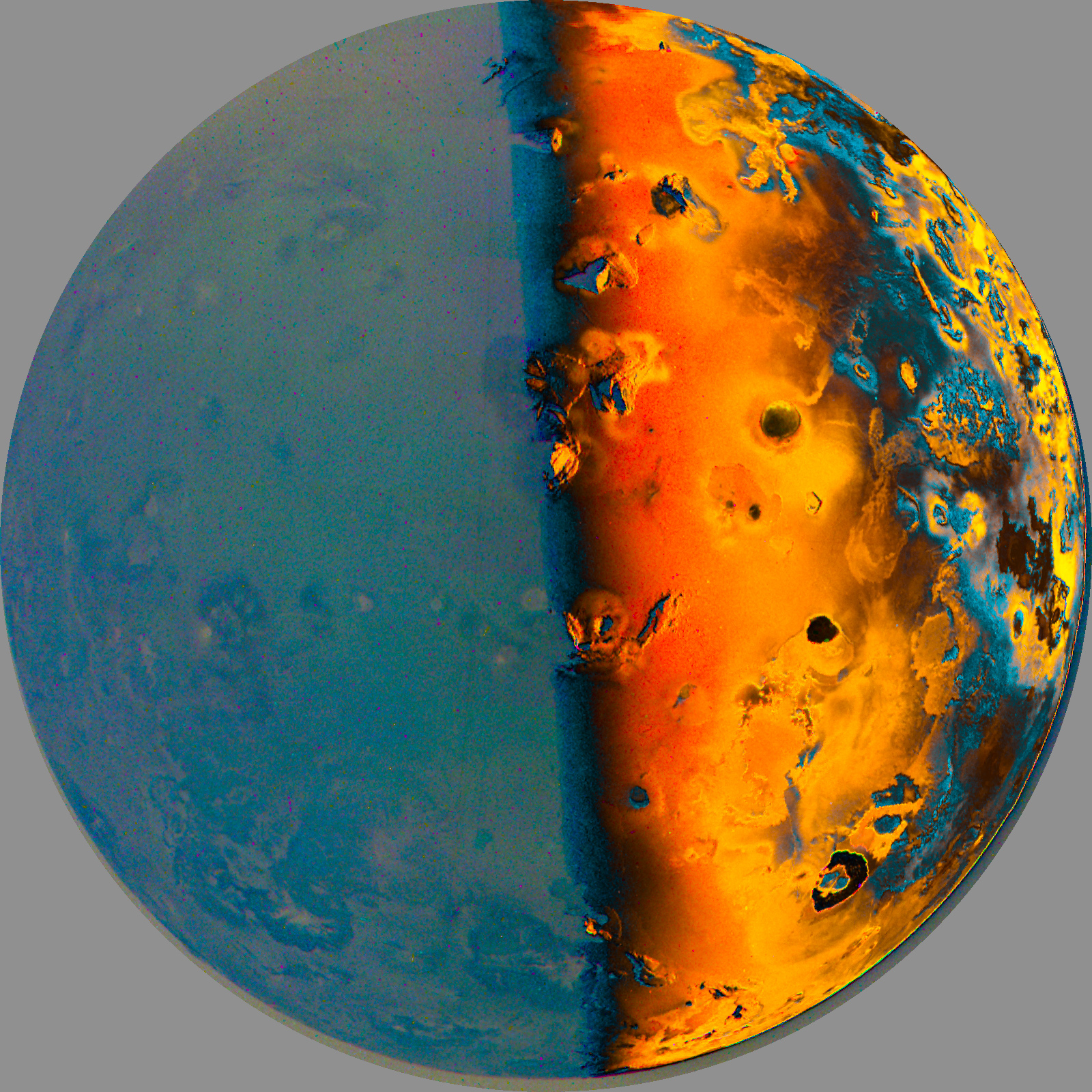 An image of a blue and orange planet.