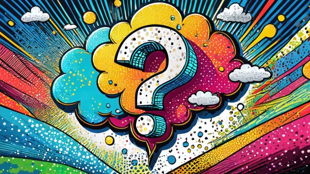 An illustration of a question mark on a colorful background, adding a touch of beauty.