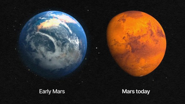 Comparison of early Mars with abundant water and a thicker atmosphere versus the dry and arid Mars of today, much like Venus, which also died in terms of its potential to support life.