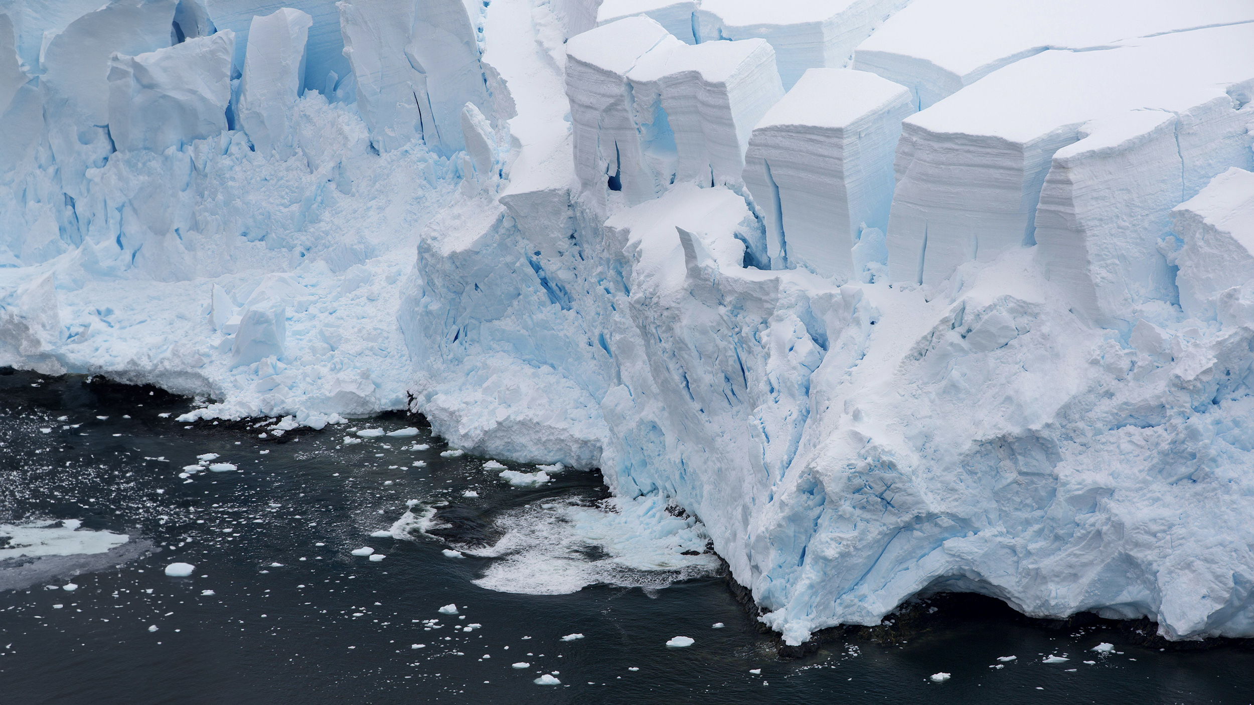 An aerial view of an iceberg in antarctica.