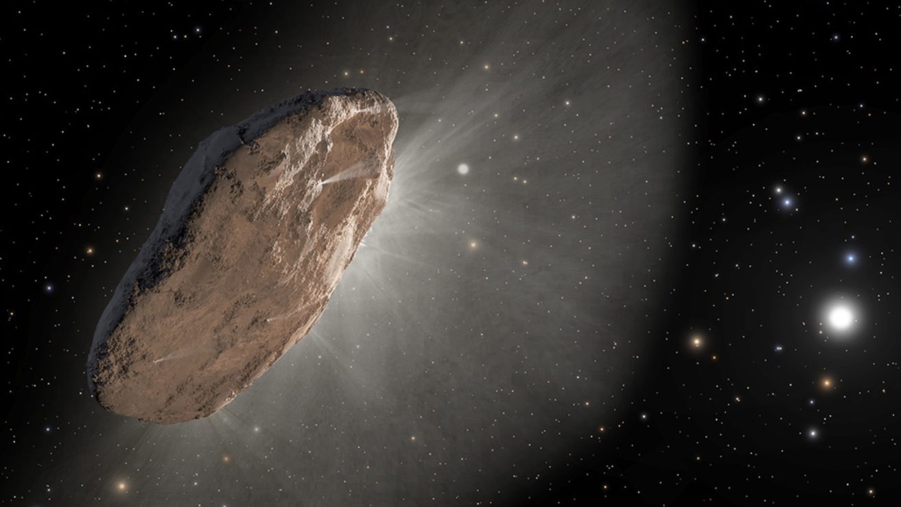 An artist's impression of an asteroid in space.