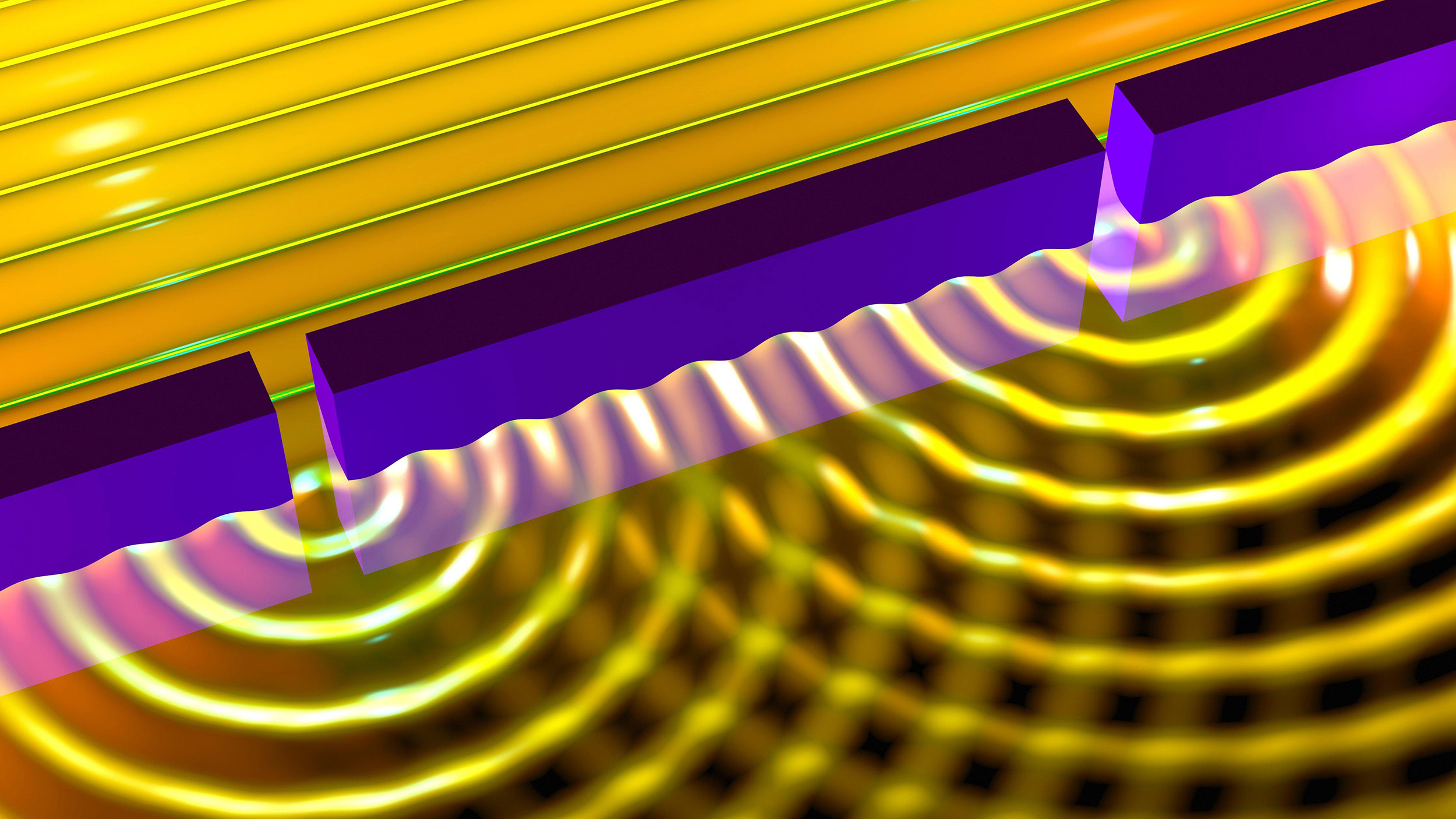 An image of a yellow and purple wave with an unclear origin.