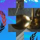 The logo of the United Nations symbolizes global cooperation and the scales of justice represent fairness in legal matters.