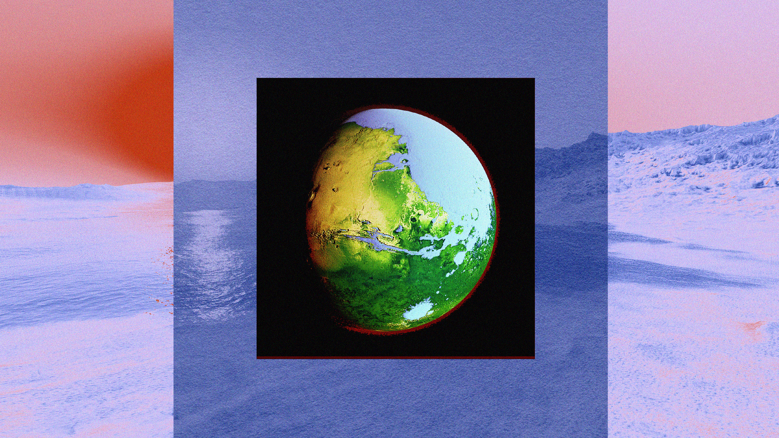 An image of the earth with a mountain in the background, showcasing terraforming potential.