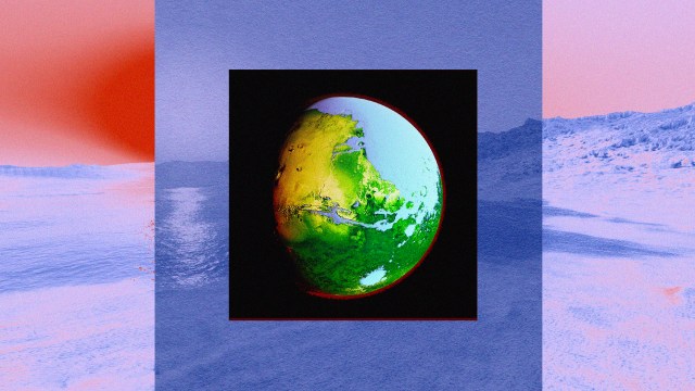An image of the earth with a mountain in the background, showcasing terraforming potential.