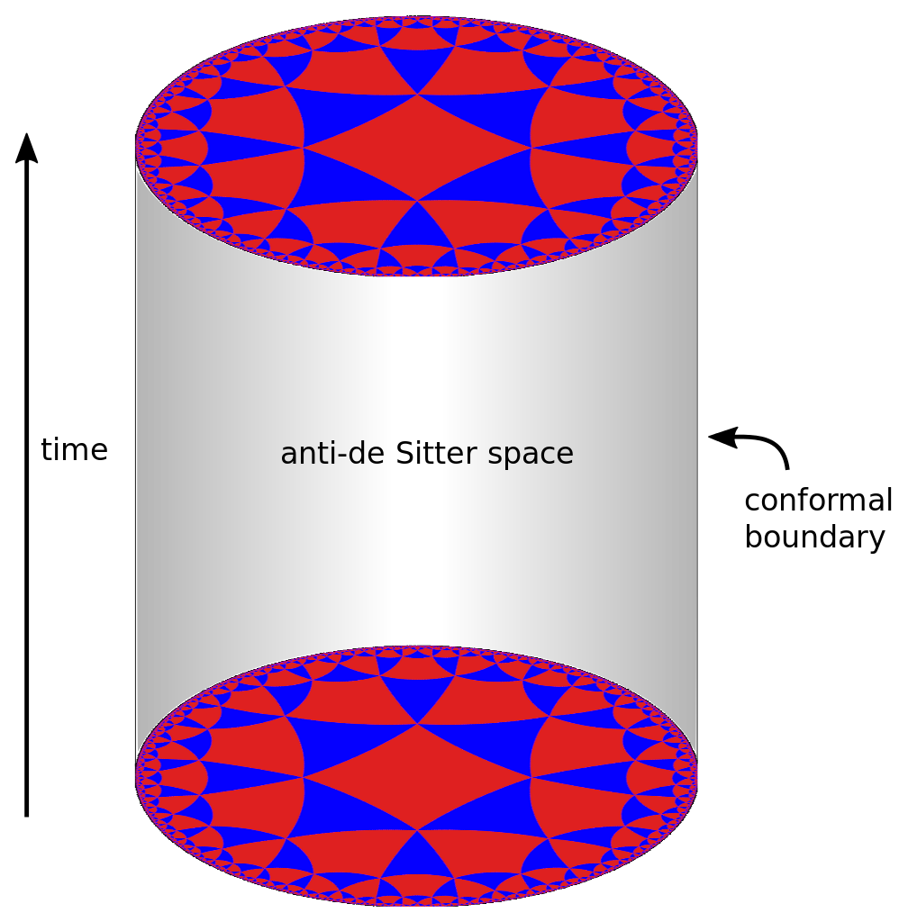 Two oval shapes with intricate geometric patterns featuring blue and red colors on a black background.