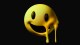 A melting yellow smiley face on a black background.