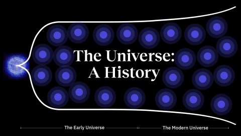 Graphic timeline depicting the evolution of the universe from the early universe to the modern universe.