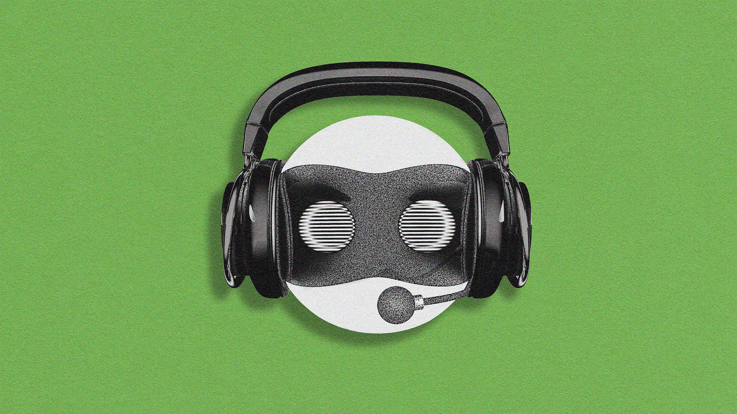 A pair of headphones on a green background with AI coaching.