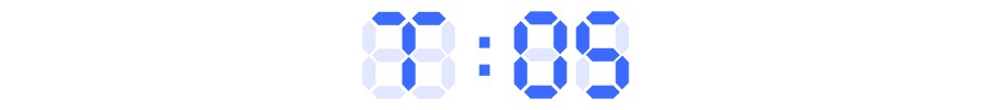 A digital clock display showing the time 88:88.