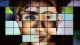 A mosaic of 36 square tiles, each showing a different fragment of various human faces, combined to create a composite image of diverse facial features.