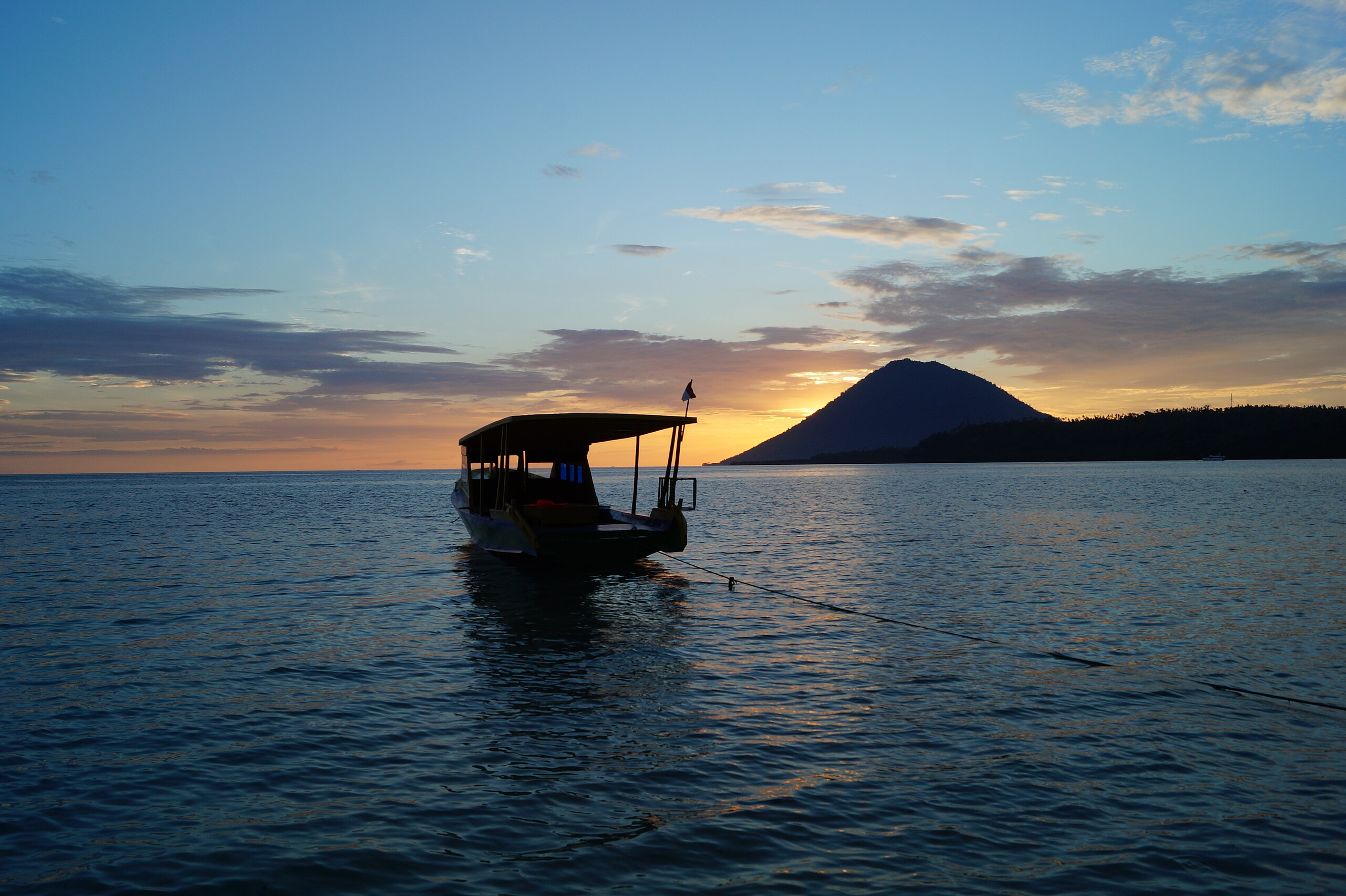 Sun sets over Sulawesi in Indonesia