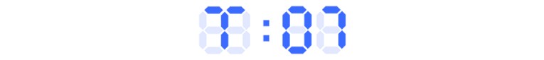 A digital display showing the time 8:88 in blue segments.