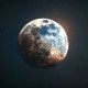 A detailed image of the moon with visible craters and surface textures, set against a dark sky filled with numerous stars.