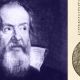 An illustration of Galileo Galilei with a historical text and a lunar sketch alongside.