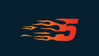 A red number 5 with orange flames extending from the left on a dark background, symbolizing the fiery drive to improve company culture.