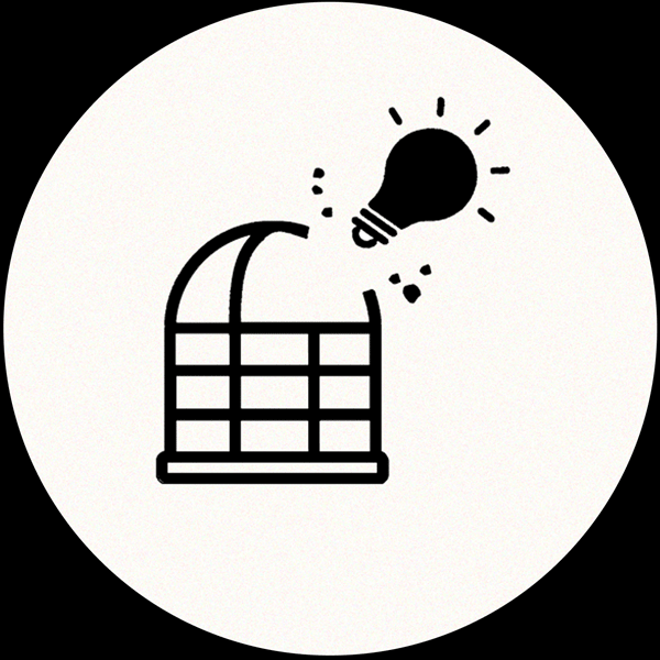 Illustration of a caged light bulb breaking out, symbolizing the release of ideas.