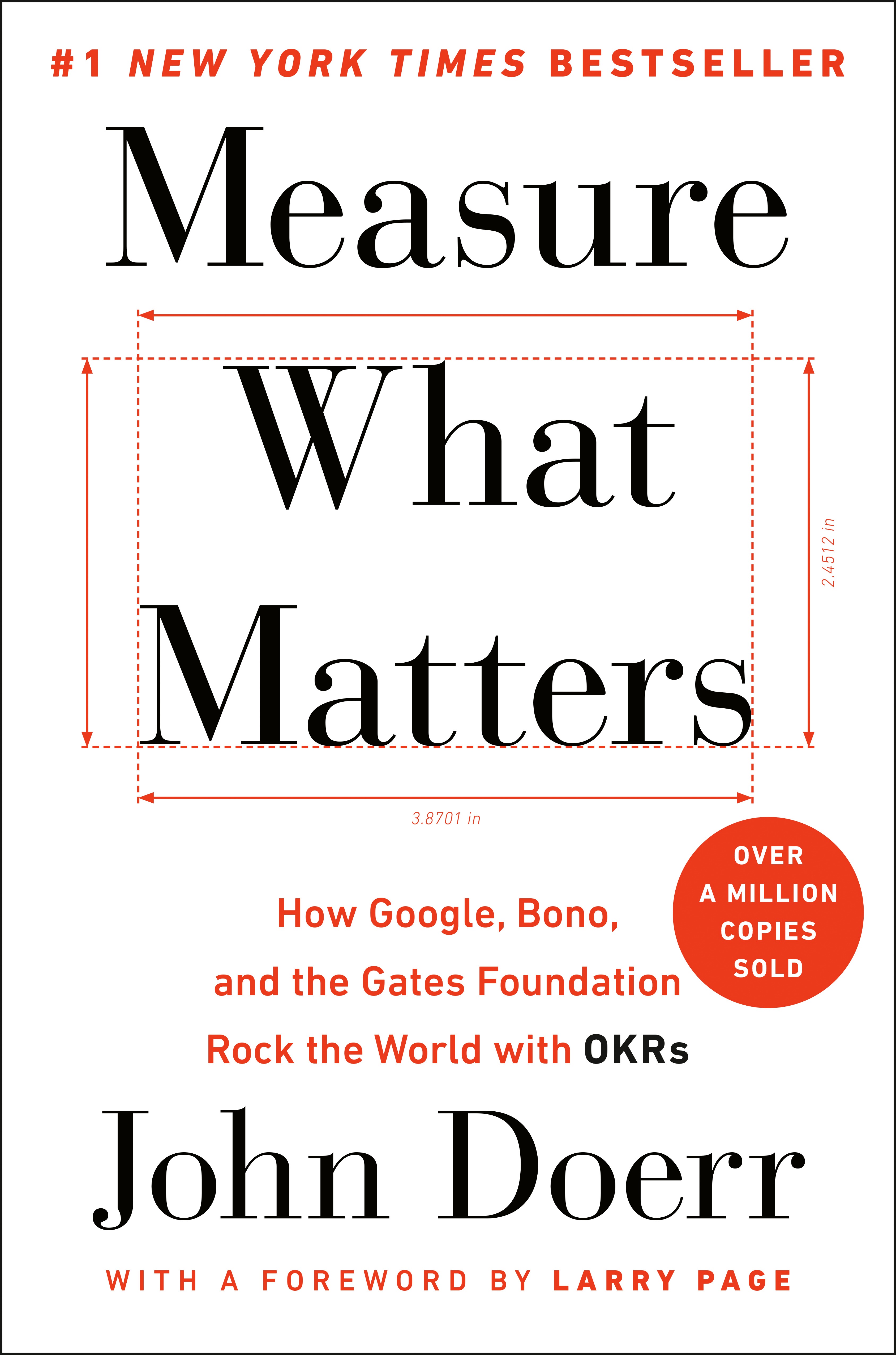 Cover of "Measure What Matters" by John Doerr, showcasing the OKR genius behind this bestseller, with claims of over a million copies sold.